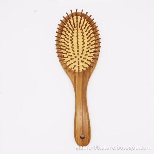 Hot-selling Custom Logo Eco-friendly Massage Bamboo Paddle Cushion Hair Brush